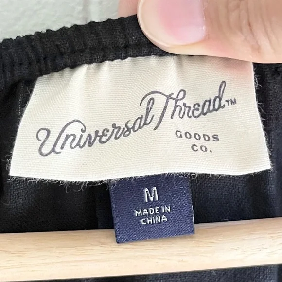 Universal Thread Black Linen Midi 3/4 Puff Sleeve Ruched Peasant Dress‎ … - Picture 8 of 10